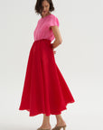 Silk Satin Organza Dress, Pink & Red