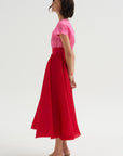 Silk Satin Organza Dress, Pink & Red