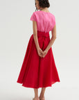 Silk Satin Organza Dress, Pink & Red