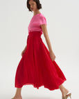 Silk Satin Organza Dress, Pink & Red