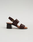 Double Strap Heeled Sandal, Chocolate