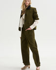 Wide Leg Trousers, Military Green