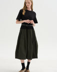 Drop-Waist Dress, Black Khaki