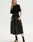 Drop-Waist Dress, Black Khaki