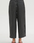 Balloon Drawstring Trouser, Black Stripe