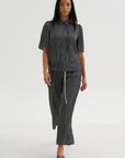 Balloon Drawstring Trouser, Black Stripe