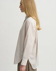 Covered Placket Tunic Shirt, Smoke Stripe