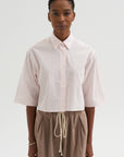 Cropped Short Sleeve Shirt, Blush Pink