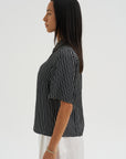 Bell Sleeve Blouse, Black Stripe