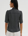 Bell Sleeve Blouse, Black Stripe