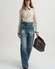 Covered Placket Slim Shirt, Champagne