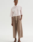 Cropped Short Sleeve Shirt, Blush Pink