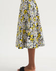 Pop Flowers Poplin Skirt, Maize