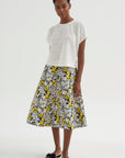 Pop Flowers Poplin Skirt, Maize