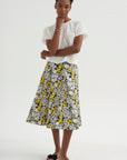 Pop Flowers Poplin Skirt, Maize
