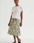 Pop Flowers Poplin Skirt, Maize