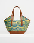 Raffia -Effect Waves Small Tote, Gardengreen