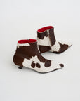 Cow-Print Ponyhair Cindi Boot, White & Brown