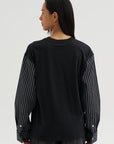 Techno Striped Poplin T-Shirt, Black