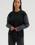 Techno Striped Poplin T-Shirt, Black