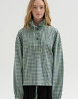 Checked Poplin Blouse with High Neck, Acid