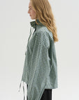 Checked Poplin Blouse with High Neck, Acid