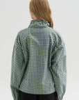 Checked Poplin Blouse with High Neck, Acid