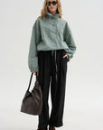 Checked Poplin Blouse with High Neck, Acid