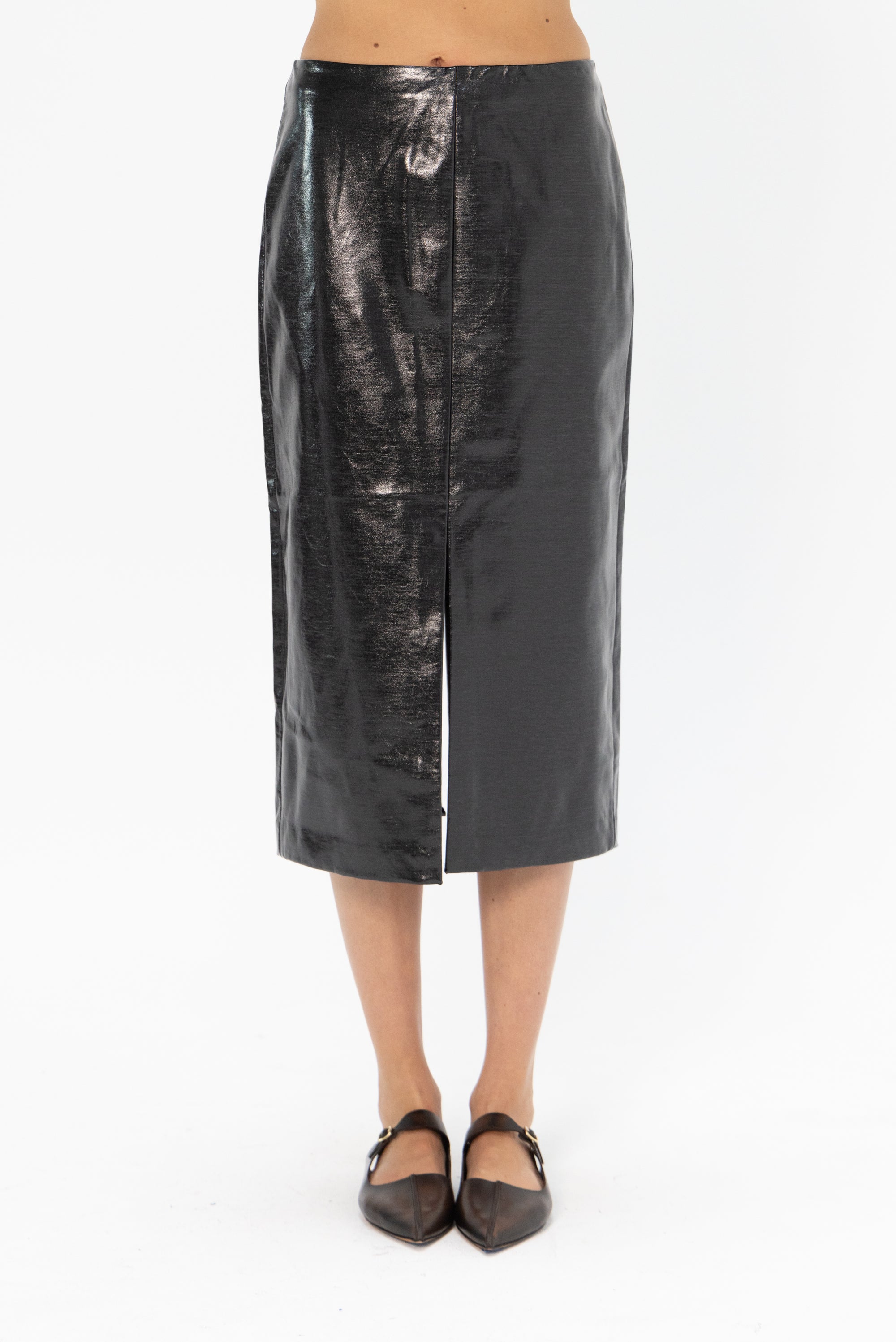 TIBI - Glossed Jersey Pencil Skirt, Black
