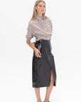 TIBI - Gingham Drape Oversized Shirt, Brown Multi