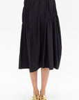 TIBI - Shirred Nylon Paneled Skirt, Black