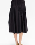 TIBI - Shirred Nylon Paneled Skirt, Black
