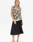 TIBI - Shirred Nylon Paneled Skirt, Black