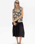TIBI - Shirred Nylon Paneled Skirt, Black