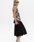 TIBI - Shirred Nylon Paneled Skirt, Black