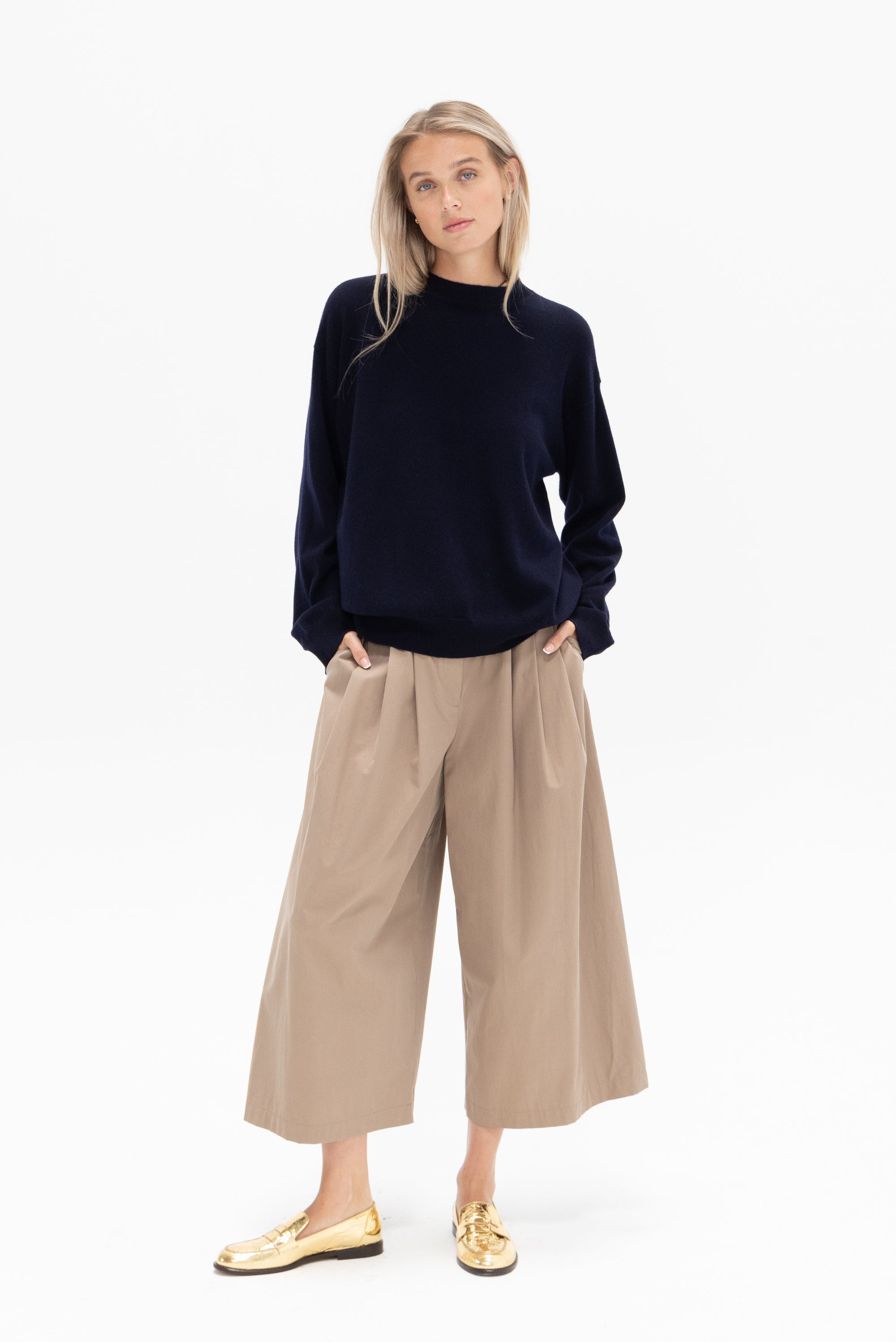 TIBI - Big Twill Triple Pleat Cropped Pant, Vintage Khaki