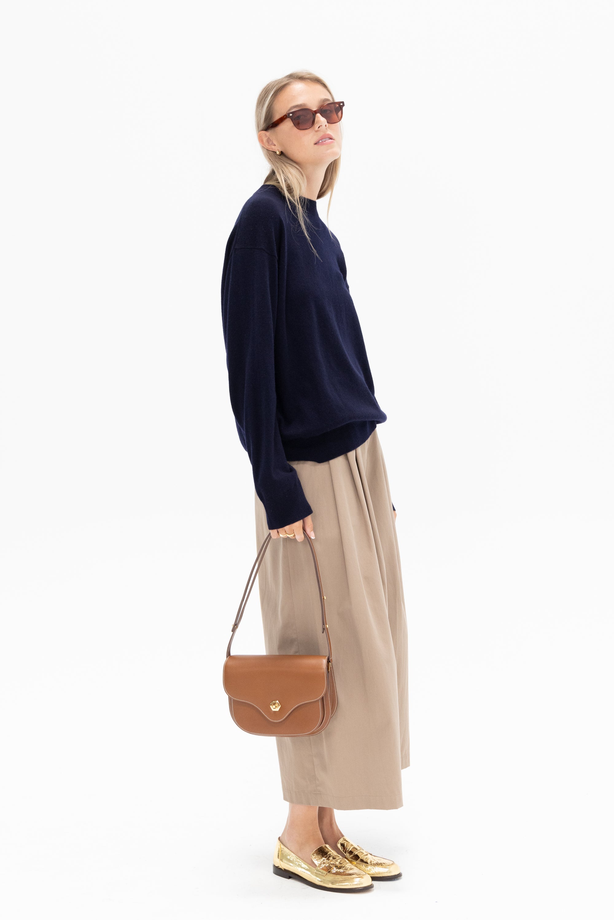 TIBI - Big Twill Triple Pleat Cropped Pant, Vintage Khaki