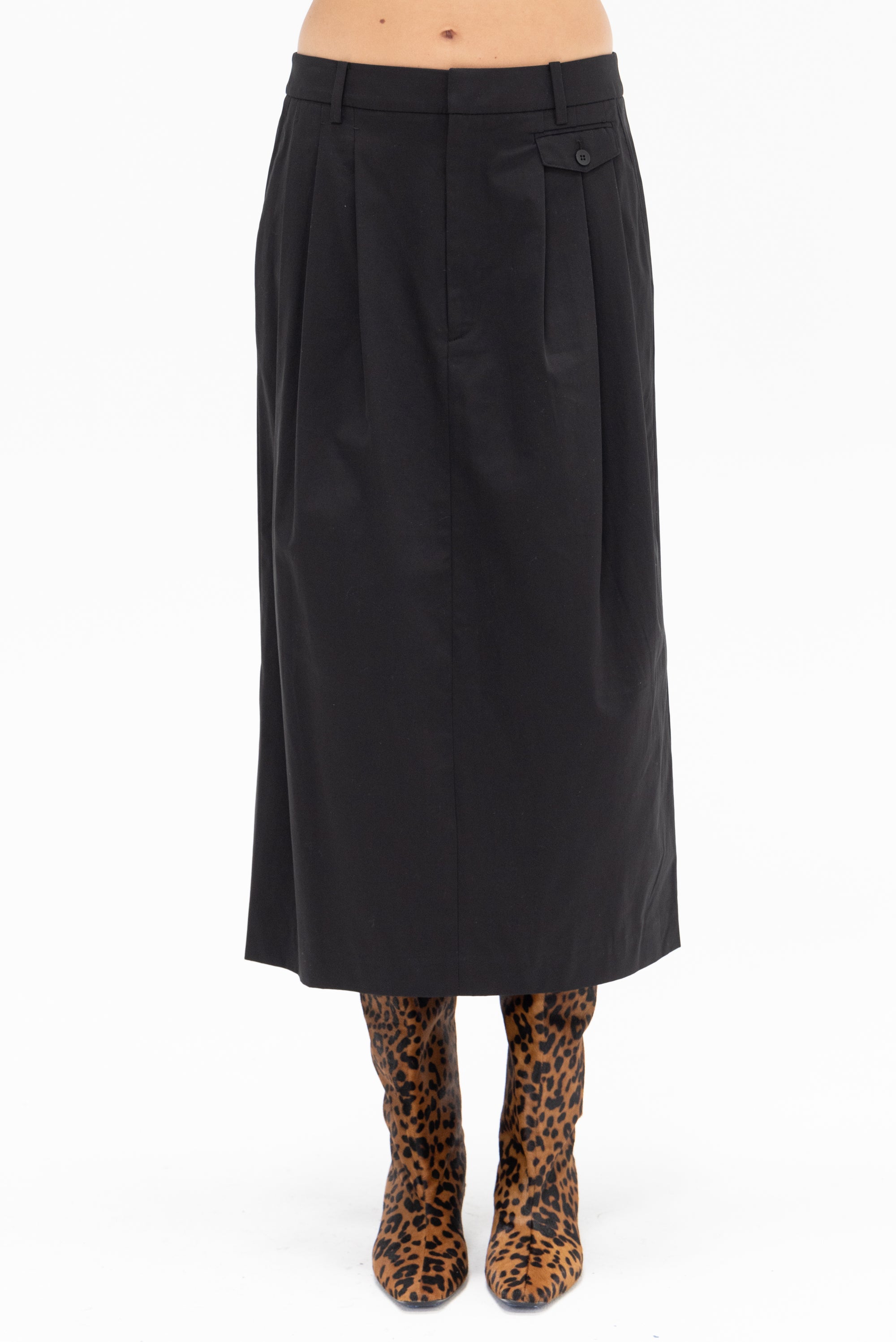 TIBI - Bio Twill Triple Pleat Skirt, Black