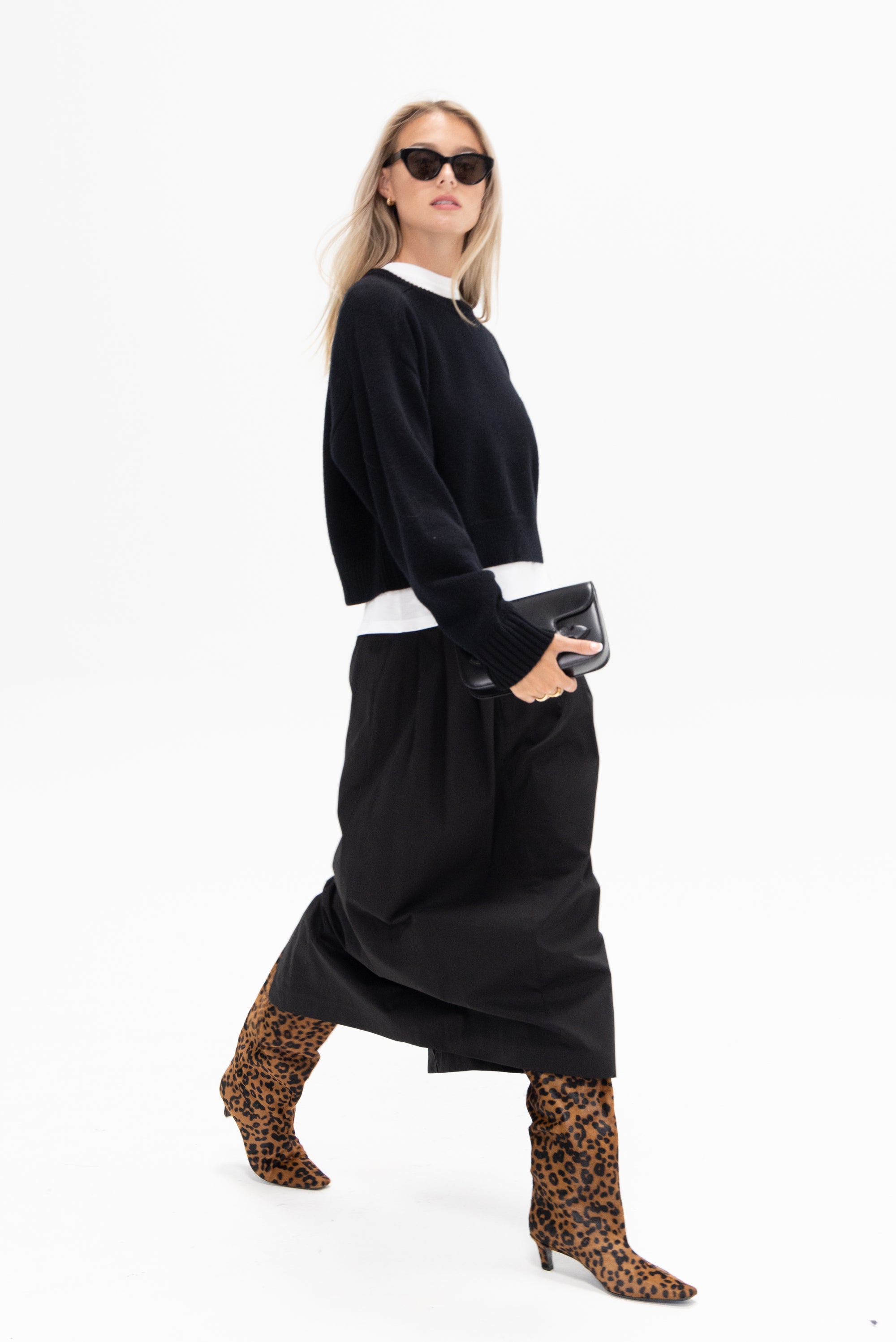 TIBI - Bio Twill Triple Pleat Skirt, Black