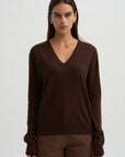 Cashmere Blend V-Neck Knit, Brown