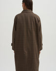 Wool Blend Trench Coat, Brown Plaid