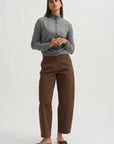 Cotton Barrel Leg Trouser, Brown