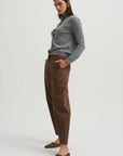 Cotton Barrel Leg Trouser, Brown