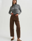 Cotton Barrel Leg Trouser, Brown