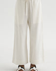 Linen Blend Cropped Pants, Ivory
