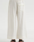 Linen Blend Cropped Pants, Ivory