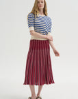 Encore - Fluid Skirt in Herringbone Knit, Garnet-Blueberry-Milk