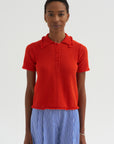 Extra - Ruffled Neck Polo, Blood Orange