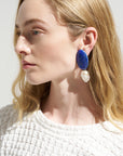 Clip Earrings, Lapis Lazuli & Mother of Pearl