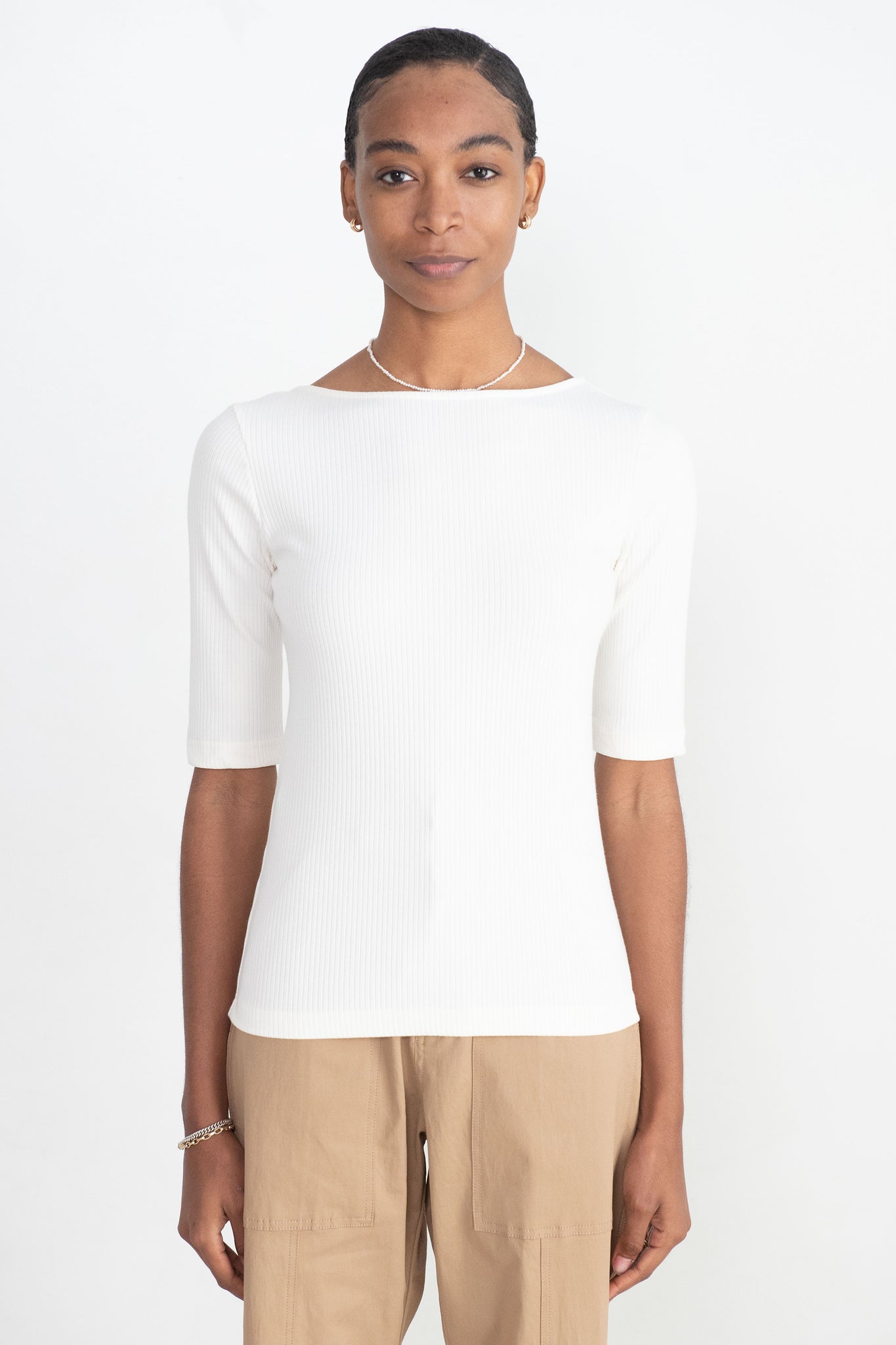MIJEONG PARK - Scoop Back Ribbed Top, Ivory